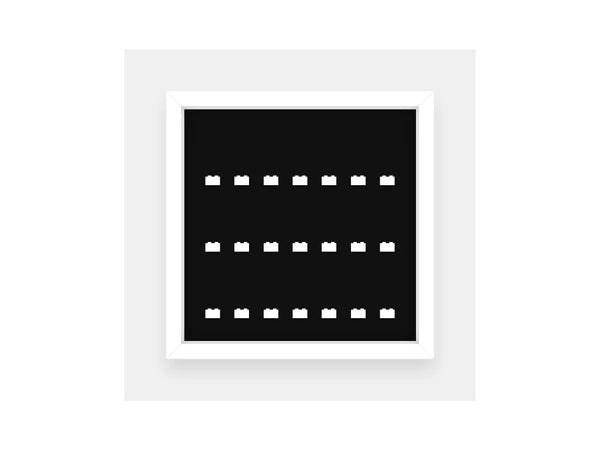 LEGO® Minifigure Frame M - white frame, black background, white cubes (21 cubes)