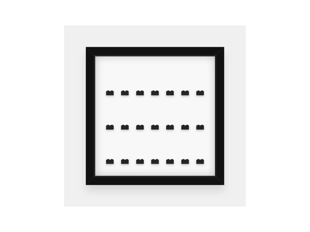 LEGO® Minifigure Frame M - black frame, white background, black cubes (21 cubes)