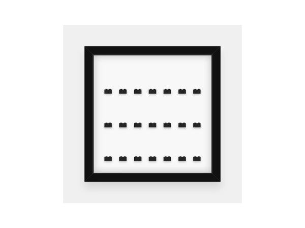LEGO® Minifigure Frame M - black frame, white background, black cubes (21 cubes)