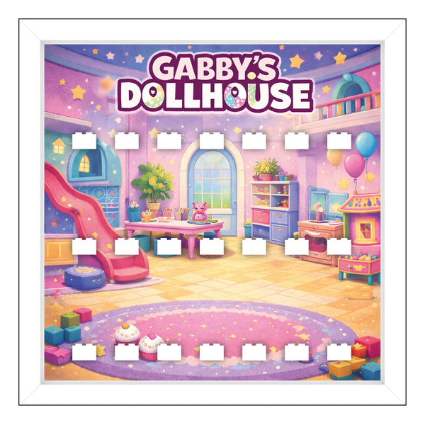 LEGO® Minifigure Frame: Gabby's Dollhouse M - white frame, white bricks (21 bricks)