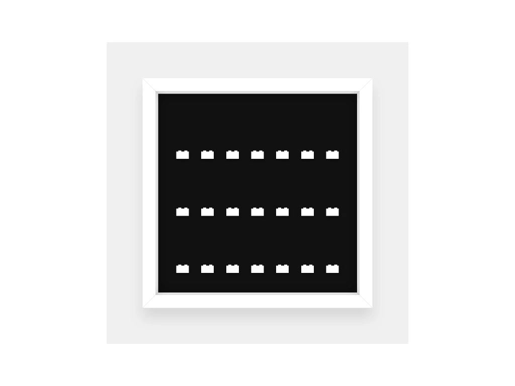 LEGO® Minifigure Frame M - white frame, black background, white cubes (21 cubes)